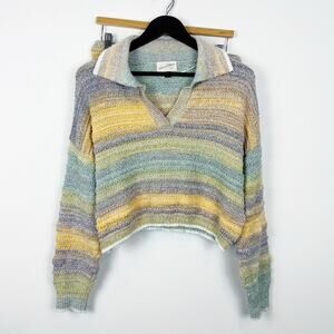 Universal Thread Colorful Knit Cropped Sweater and Shorts Lounge Set Medium